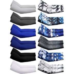 Newcotte 12 Pairs Arm Sleeves for Kids Compression Arm Sleeve UV Protection Breathable Baseball Cooling Sleeves