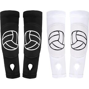 Newcotte 2 Pairs Volleyball Arm Sleeves, Forearm Sleeves with Protection Pads and Thumb Hole Padded, 12 Inches