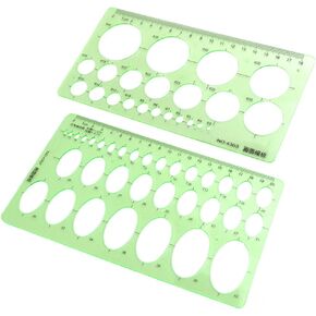 BronaGrand Pack of 2 Circle and Oval Template Measuring Templates Ruler for Office and School