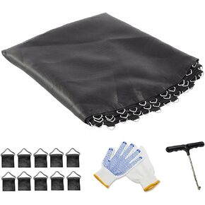 Trampoline Replacement Mat Fits 14ft Round Frame 72 84 88 Rings for Choose Fits 6.5 Inch Springs 8 Rows of Stitching, with Pull Hook and Gloves