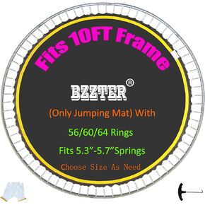 Trampoline Replacement Mat 10ft，Trampoline Mat Fit 10ft Frame（ Not a 10ft Length Mat）,Repalcement Trampoline Mat 10ft, Lasting Longer with 8 Rows of Stitching,w/Spring Tool and Gloves