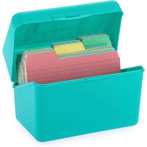 BTSKY 4 Pack 4 x 6 inch Index Card Box - Index Card Holder Notecard Box Recipe Card Box Plastic Storage Organizer for Filling Index Cards, Note Cards, Flashcards, Recipes, 4 Colors(Not Include Cards)
