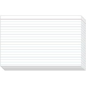 Ruled Index Cards, On 100lb Heavyweight Thick White Cover Stock. "100 per pack" (5 x 8)