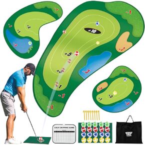 TOY Life Chipping Golf Game Mat ألعاب داخلية وخارجية للبالغين والعائلة والأطفال معدات اللعب في الهواء الطلق لعبة Stick Chip Game مجموعة جولف داخلية ألعاب الفناء الخلفي ألعاب خارجية للأطفال