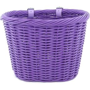 ZUKKA Bike Basket Woven Bike Basket for Adult Bikes Front/Kids Bike Handlebar with Adjustable Leather Straps Waterproof Storage Bicycle Basket, Multi-Colors