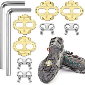 4 Pcs Bike Cleats Bicycle Cleats Cycling Cleats with 2 Hexagonal Wrenches for MTB Shoes Compatible with Eggbeater Candy Mallet Smarty Pedals