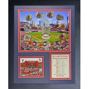 Legends Never Die St. Louis Cardinals MLB World Series Rings and Championships Collectible | Framed Photo Collage Decor - 12"x15"
