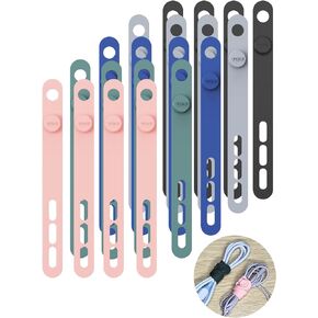 TOPK 20PCS Silicone Cable Organizer, Reusable Cord Organizer Management Ties with Thickened and Widened High Elasticity Eco-Friendly Materials for Multiple Cable Management [5 Colors]