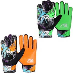 Arsh 2 Pack Soccer Goalie Gloves, Football Goalkeeper Gloves for Kids Boys Children Youth with 4mm Latex Heavy Grip Palm Double Wrist,Finger Spine Protection