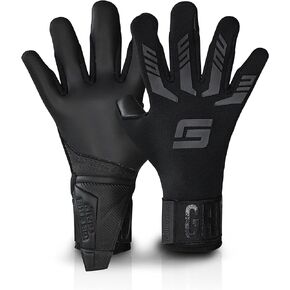 GRIPMODE Blackout Hybrid Goalkeeper Gloves Adult and Child with Griptec® Latex Lining I Suitable in All Weather I Football Goal Protection for Children, Teenagers & Adults I Size 7-11