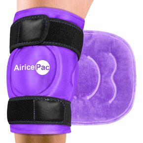 AiricePac Ice Pack for Knee Pain Relief, Reusable Gel Ice Wrap for Injuries, Swelling, Knee Replacement Surgery, Cold Compress Therapy for Arthritis, Meniscus Tear and ACL, Black