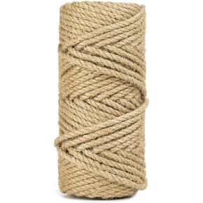100 Feet 5mm Jute Twine, Heavy Duty Jute Rope, Natural Hemp Rope for DIY Arts Crafts, Gardening, Bundling，Home Decorating, Cat Scratching Post