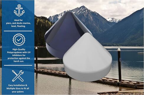 JSP Manufacturing Plastic Piling Cone Marine Dock Boat Pylon Edge Post Head White Cover (White, 10"-inch) in Saudi Arabia