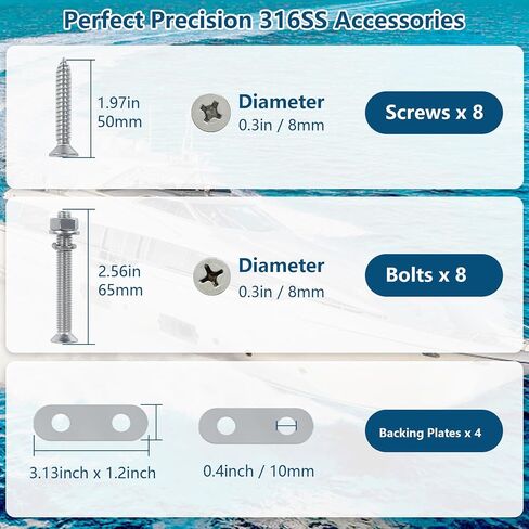 Boat Cleat 6 Inch 316 Stainless Steel, Dock Cleat 8 Inch Heavy Duty Open Base Include Screws, Boat Dock Cleats 10 Inch with Backing Plate for Boats, Kayak, Marine, Deck and Decor(2,4,6 Pack) in Saudi Arabia