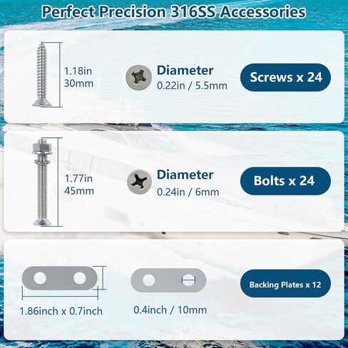 Boat Cleat 6 Inch 316 Stainless Steel, Dock Cleat 8 Inch Heavy Duty Open Base Include Screws, Boat Dock Cleats 10 Inch with Backing Plate for Boats, Kayak, Marine, Deck and Decor(2,4,6 Pack) in Saudi Arabia