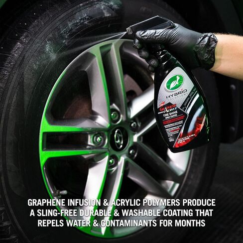 Turtle Wax 54202 Hybrid Solutions Graphene Acrylic Tire Shine Spray Coating, No Sling Tire Dressing, Long Lasting Deep Black Shine, UV Protection and Dirt Repellant, 23 oz (Pack of 2) in Saudi Arabia