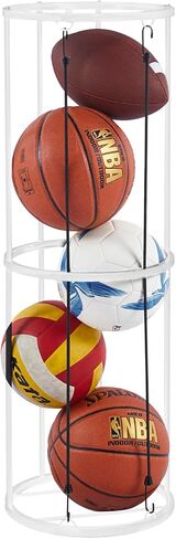 Garage Ball Storage, Durable White Vertical Ball Rack, Sports Basketball Football Rack Organizer for Garage, Wall Mounted Ball Storage Cage Ball Holder for Basketball, Soccer, Football, Volleyball in Saudi Arabia