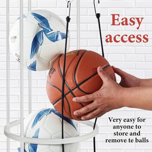 Garage Ball Storage, Durable White Vertical Ball Rack, Sports Basketball Football Rack Organizer for Garage, Wall Mounted Ball Storage Cage Ball Holder for Basketball, Soccer, Football, Volleyball in Saudi Arabia