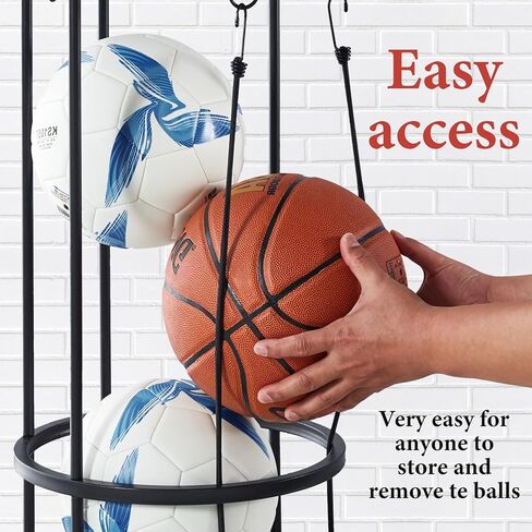 Garage Ball Storage, Durable White Vertical Ball Rack, Sports Basketball Football Rack Organizer for Garage, Wall Mounted Ball Storage Cage Ball Holder for Basketball, Soccer, Football, Volleyball in Saudi Arabia
