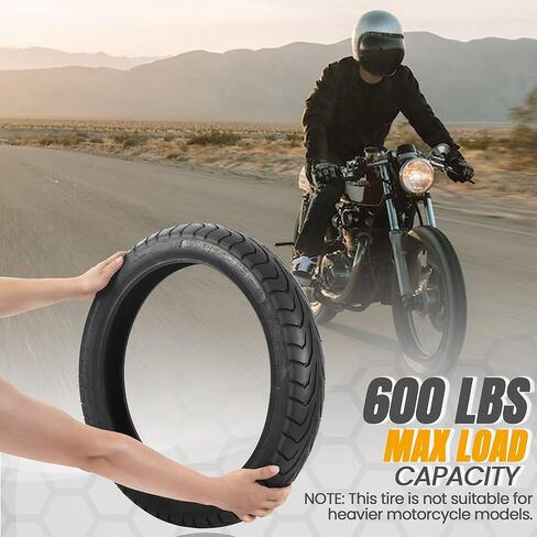 إطار دراجة نارية أمامي 100/90-19 57 ساعة بجدار أسود - إطار أمامي بديل بدون أنابيب للدراجات النارية - طبقة متحيزة لزيادة سعة الحمولة - معالجات إطارات الشوارع مع أخاديد مطر فعالة in Kuwait