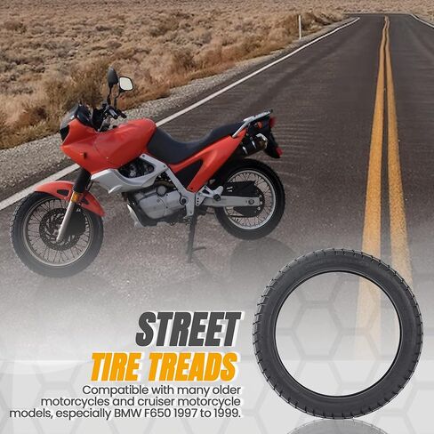 إطار دراجة نارية أمامي 100/90-19 57 ساعة بجدار أسود - إطار أمامي بديل بدون أنابيب للدراجات النارية - طبقة متحيزة لزيادة سعة الحمولة - معالجات إطارات الشوارع مع أخاديد مطر فعالة in Kuwait