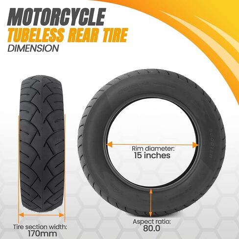 Front Motorcycle Tire 100/90-19 57h Black Wall - Replacement Motorcycle Tubeless Front Tire - Bias Ply for Higher Load Capacity - Street Tire Treads with Efficient Rain Grooves in Saudi Arabia