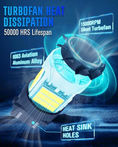 لمبة evntyps 3157 LED للأضواء العكسية الاحتياطية، 6000K أبيض 3156 3057 4114 4157 لمبة LED مدمجة في المقاوم ومروحة توربو بديلة لذيل الفرامل DRL أضواء وقوف السيارات Canbus مجانًا (قطعتان) in Kuwait