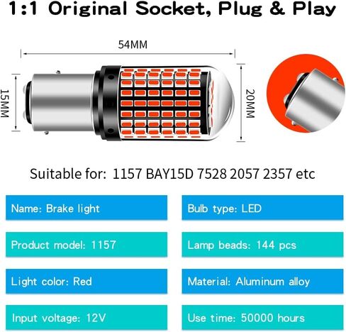 Yifengshun 1156 LED Bulbs White Backup Reverse Light Super Bright 3000 Lumens Error Free Canbus BA15S 1141 P21W 1506 7506 Led Tail Light Bulbs for Car RV Interior Light Trailer Camper 144SMD (2PCS) in Saudi Arabia