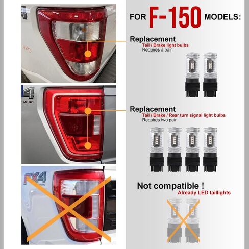 NSLUMO WT21W/7W WT21/7W LED لمبات ضوء الفرامل الخلفية الذيل لعام 2021+ Maverick For'd Bronco F150 أحمر نقي فائق السطوع خلفي الذيل بدوره أضواء الإشارة استبدال المصابيح in Saudi Arabia