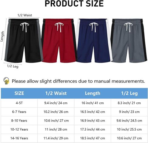 Resinta 4 Pack Boys Shorts Boys Athletic Basketball Shorts Kids Mesh Quick Dry Active Sports Gym Soccer Shorts for Summer in Saudi Arabia