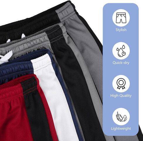 Resinta 4 Pack Boys Shorts Boys Athletic Basketball Shorts Kids Mesh Quick Dry Active Sports Gym Soccer Shorts for Summer in Saudi Arabia
