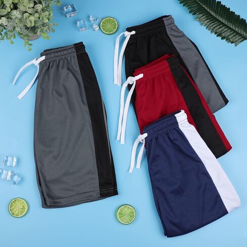 Resinta 4 Pack Boys Shorts Boys Athletic Basketball Shorts Kids Mesh Quick Dry Active Sports Gym Soccer Shorts for Summer in Saudi Arabia