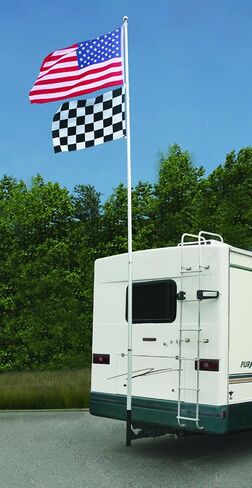 حامل سارية العلم من Camco Camper/RV | يحمل ساريات العلم بقطر يصل إلى 2.3 سم ويناسب أجهزة الاستقبال القياسية مقاس 2 بوصة | مسحوق المغلفة النهاية (51611) in Saudi Arabia