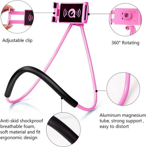 Cell Phone Neck Holder, Tablet Holder Stand Universal Phone Stand, Lazy Bracket, DIY Free Rotating Gooseneck Mounts (Pink) in Saudi Arabia