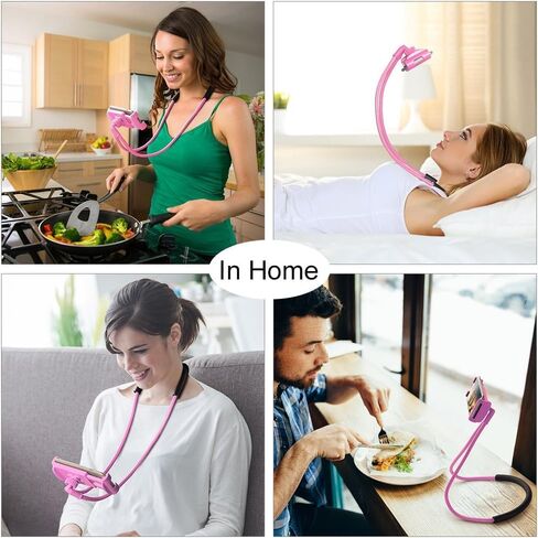 Cell Phone Neck Holder, Tablet Holder Stand Universal Phone Stand, Lazy Bracket, DIY Free Rotating Gooseneck Mounts (Pink) in Saudi Arabia