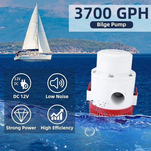 NovelBee 12V Non Automatic Bilge Pumps,Boat Marine Plumbing Electric Submersible Bilge Pump 1-1/2" 40MM ID Hose (3500 GPH) in Saudi Arabia