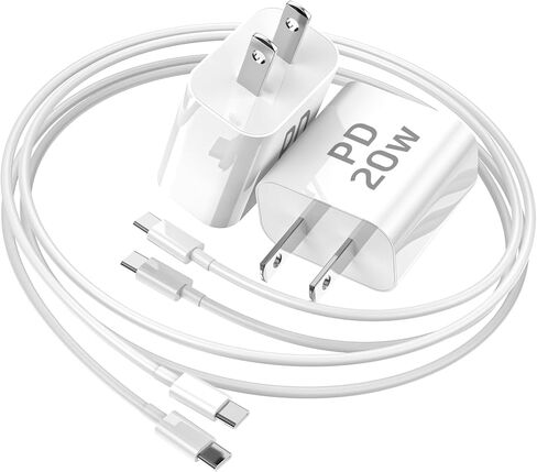iPhone 15 Charger,20W USB C Fast Charging Block for iPad Pro/iPad/Air/Mini 6,2Pack Type C Wall Charger with 6FT C to C Cable for iPhone 15/Plus/Pro/Max (White) in Saudi Arabia