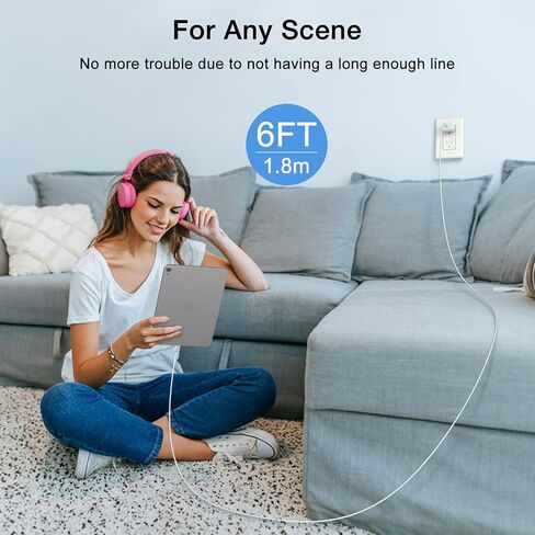 iPhone 15 Charger,20W USB C Fast Charging Block for iPad Pro/iPad/Air/Mini 6,2Pack Type C Wall Charger with 6FT C to C Cable for iPhone 15/Plus/Pro/Max (White) in Saudi Arabia