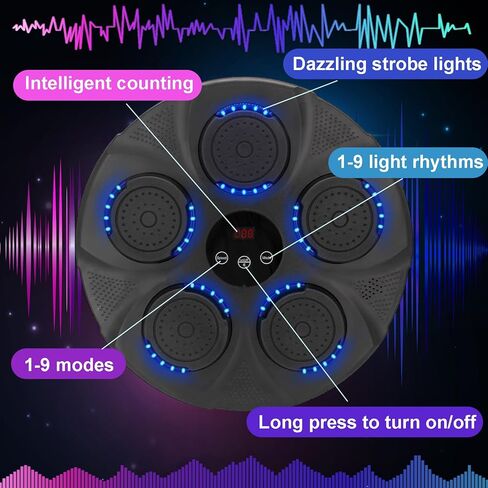 آلة الملاكمة الموسيقية، معدات ملاكمة بلوتوث ذكية مثبتة على الحائط لعشاق الملاكمة (أسود) in Kuwait