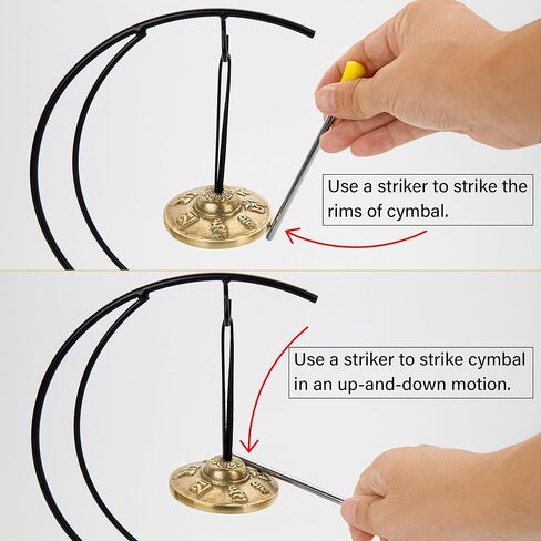 ZenBless 2.56 بوصة OM Mani Tingsha أجراس طاولة الرنين، Tingsha Chime مع مهاجم، صنج Tingsha التبتية للشفاء الروحي والتأمل واليوجا البوذية، والآلات الموسيقية للاسترخاء in Kuwait