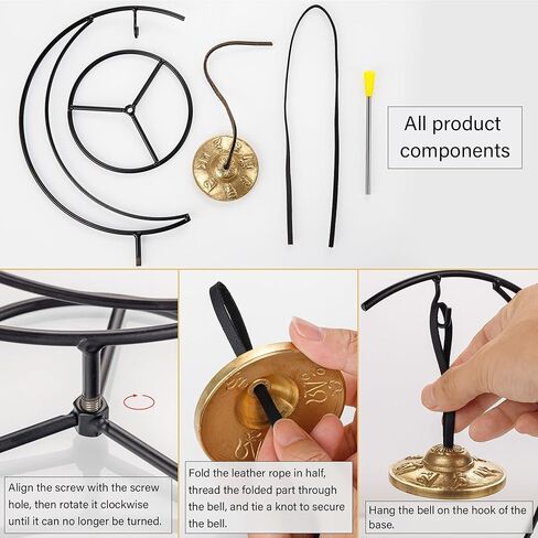 ZenBless 2.56 بوصة OM Mani Tingsha أجراس طاولة الرنين، Tingsha Chime مع مهاجم، صنج Tingsha التبتية للشفاء الروحي والتأمل واليوجا البوذية، والآلات الموسيقية للاسترخاء in Kuwait