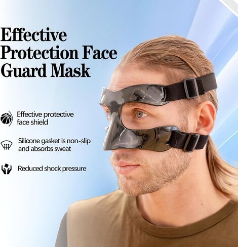 Sports Face Guard, Nose Guard for Broken Nose, Basketball Football Softball Training Face Shield Masks with Foam Padding for Men and Women in Kuwait