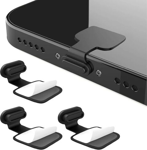 3pcs USB Type C Anti-Lost Anti Dust Plugs, Dust Cover Port Plugs Protection Compatible with iPhone 15 Samsung Galaxy S21/S20/S22 Ultra Huawei for All Type-C Smartphone and Tablet - Black in Saudi Arabia