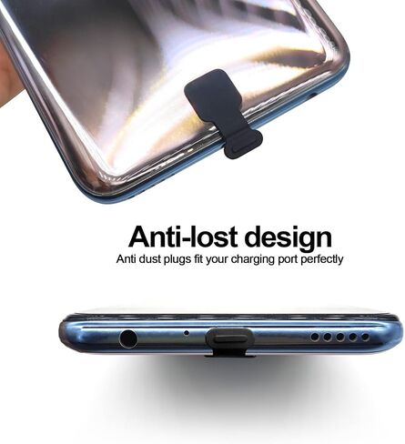 3pcs USB Type C Anti-Lost Anti Dust Plugs, Dust Cover Port Plugs Protection Compatible with iPhone 15 Samsung Galaxy S21/S20/S22 Ultra Huawei for All Type-C Smartphone and Tablet - Black in Saudi Arabia