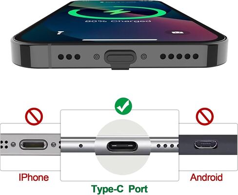 3pcs USB Type C Anti-Lost Anti Dust Plugs, Dust Cover Port Plugs Protection Compatible with iPhone 15 Samsung Galaxy S21/S20/S22 Ultra Huawei for All Type-C Smartphone and Tablet - Black in Saudi Arabia