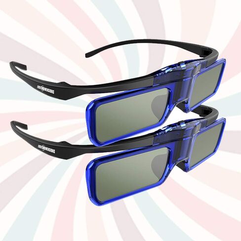 نظارات RetroDepth LT خفيفة الوزن قابلة لإعادة الشحن DLP Link ثلاثية الأبعاد لجميع أجهزة العرض DLP ثلاثية الأبعاد (Benq، Optoma، Acer، Vivitek، Dell Etc) من Evolv3Dimensions (4 عبوات) in Saudi Arabia