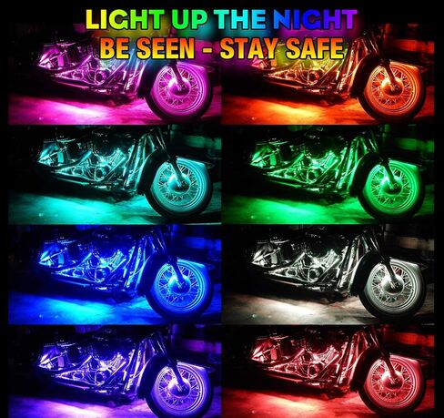 【مخزون واضح】 مجموعة من 18 مجموعة إضاءة LED للدراجات النارية مع تطبيق/RF/IR، شرائط إضاءة مصباح النيون المتوهج 12 فولت مع إشارة الانعطاف L&R/تحذير/فرامل in Kuwait