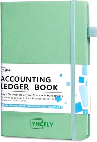 سجل المحاسبة دفتر الأستاذ المحاسبة للأعمال الصغيرة والاستخدام الشخصي - دفتر تعقب الحساب غلاف فني لتتبع الأموال والنفقات والودائع والتوازن - 5.8X 8.3 "، أخضر in Kuwait
