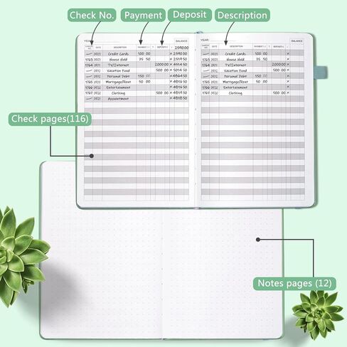 سجل المحاسبة دفتر الأستاذ المحاسبة للأعمال الصغيرة والاستخدام الشخصي - دفتر تعقب الحساب غلاف فني لتتبع الأموال والنفقات والودائع والتوازن - 5.8X 8.3 "، أخضر in Kuwait