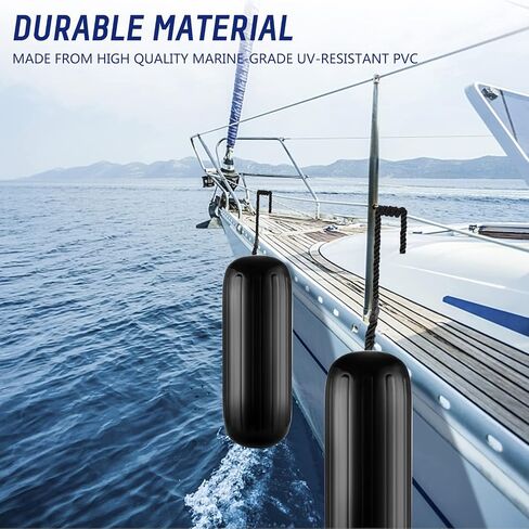 Boat Fenders 4 Pack 10 x 28 Inches Ribbed Center Hole Boat Fenders Bumpers for Docking, Comes with 4 Lines and Pump to Inflate in Saudi Arabia